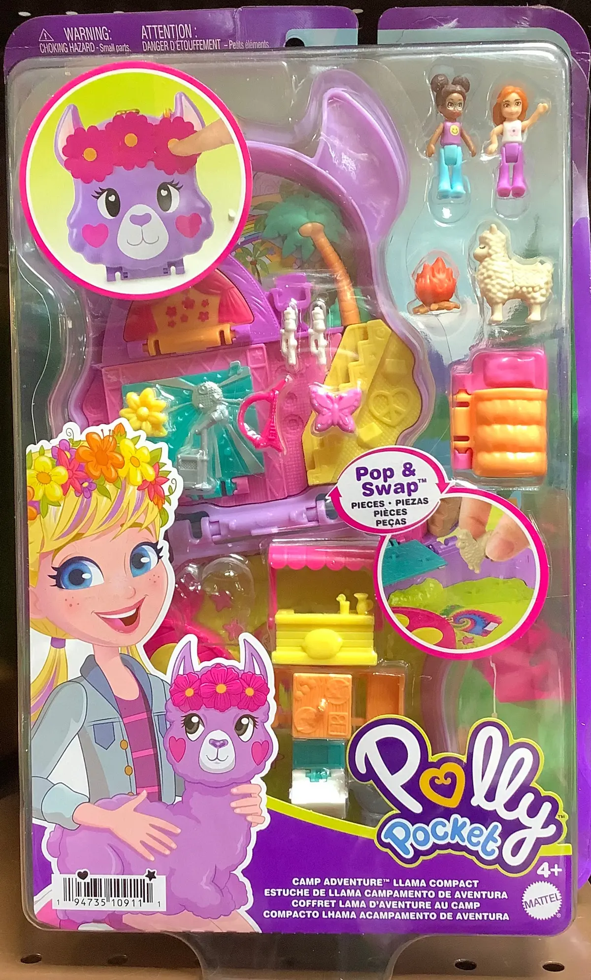 Polly Pocket Llama Camp Adventure Compact Playset With 2 Micro Dolls & Accessories. 1