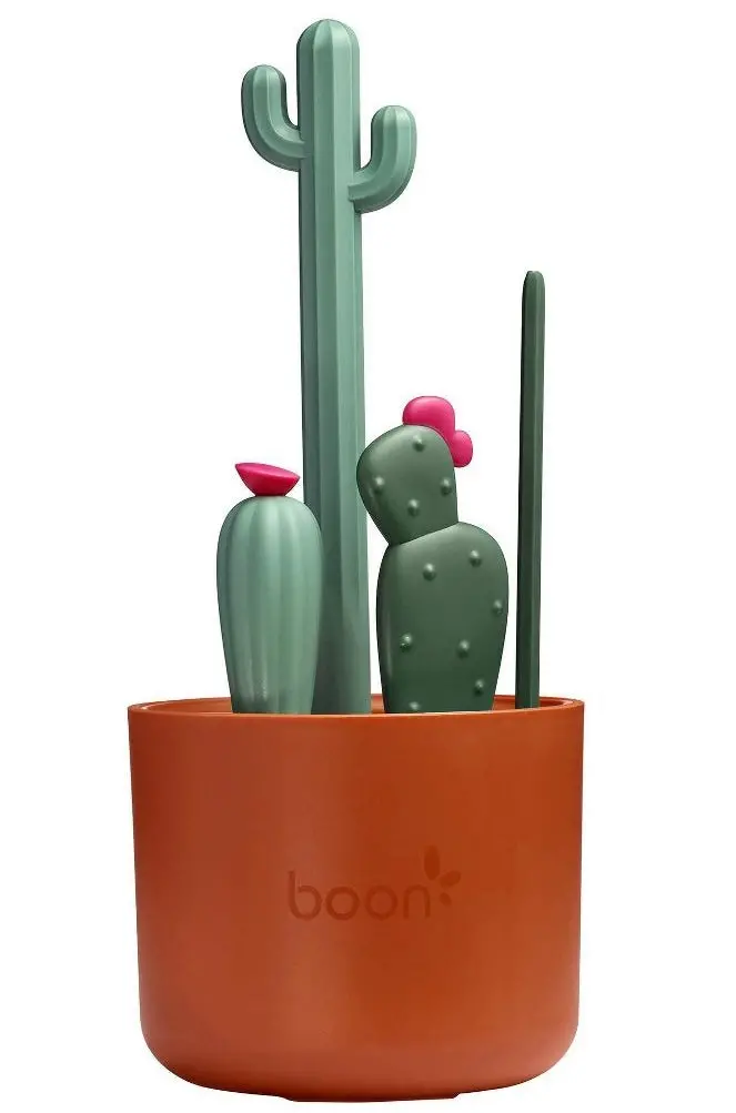 Boon Cacti Bottle Cleaning Brush Set - Brown & Green 1