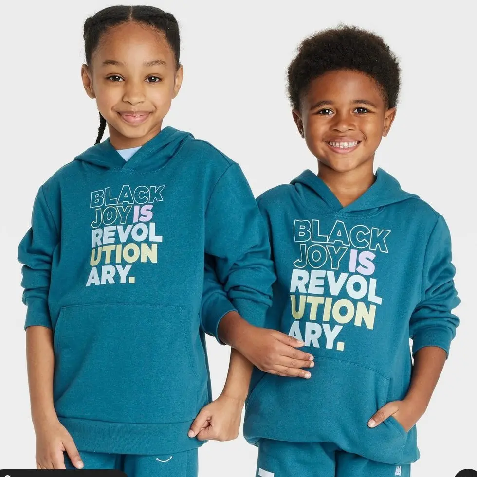 Black History Month Kids' Black Men Smile 'Black Joy' Hoodie - Blue 1