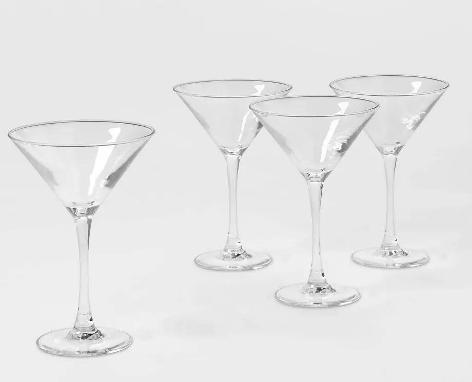 7.6Oz 4Pk Glass Modern Martini Glasses 1