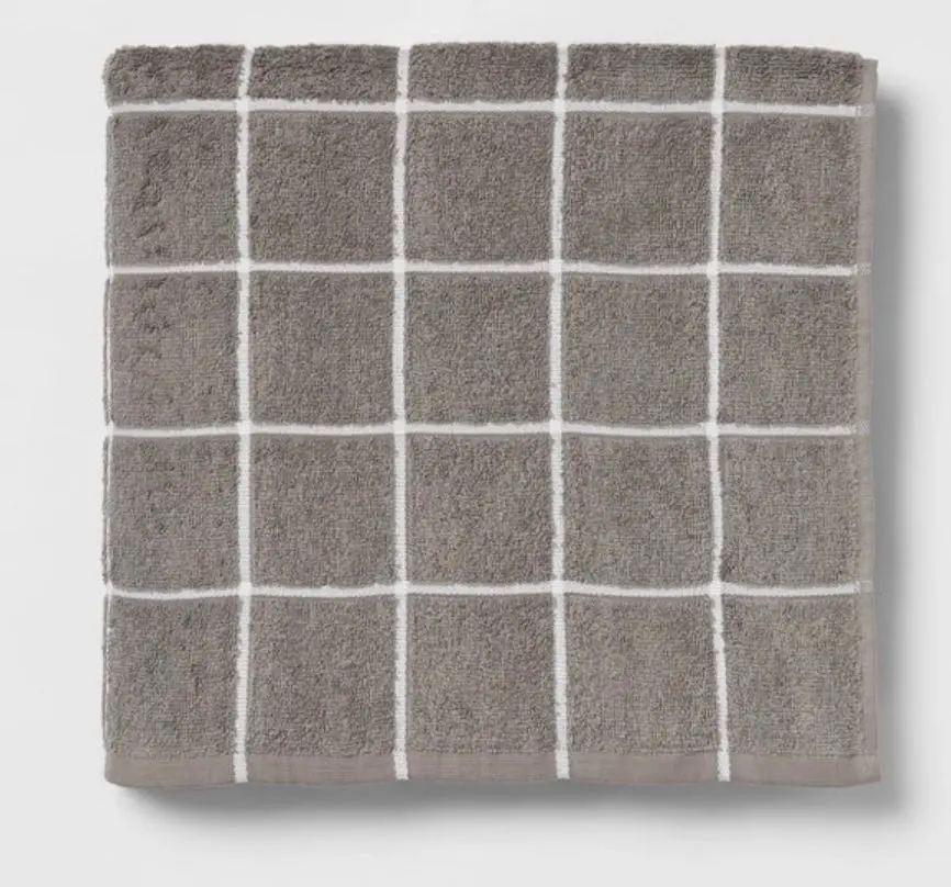 Everyday Grid Bath Towel Dark Gray 1