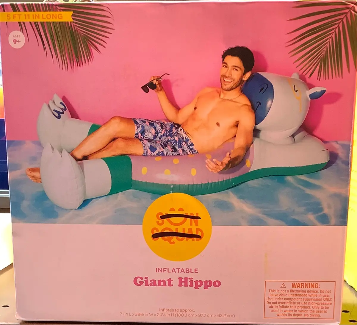 Inflatable Giant Hippo 5 Ft 11 In Long 1