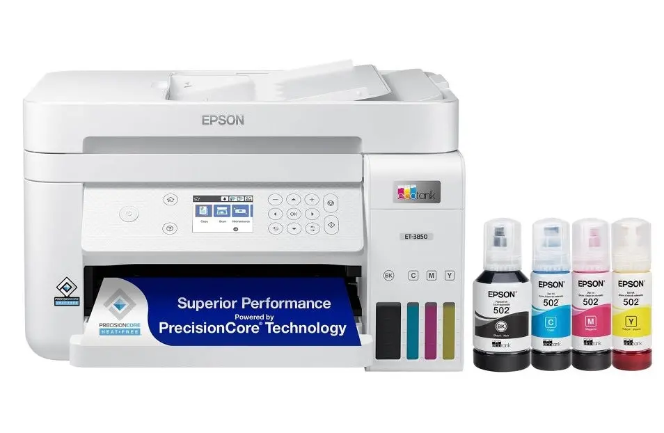 Epson Ecotank Et-3850 Wireless Color All-In-One Cartridge-Free Supertank Printer, Copier, Scanner - White 1