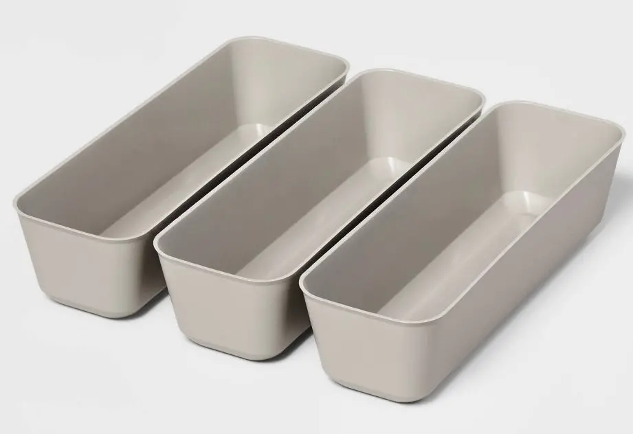 3Pk Long Storage Trays Gray Mist 1