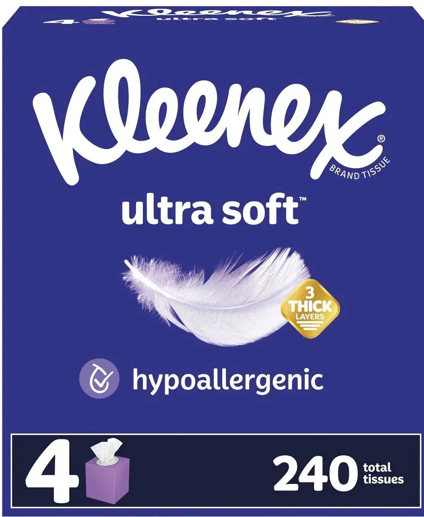 Kleenex Ultra Soft 3-Ply Facial Tissue - 4Pk/60Ct 1
