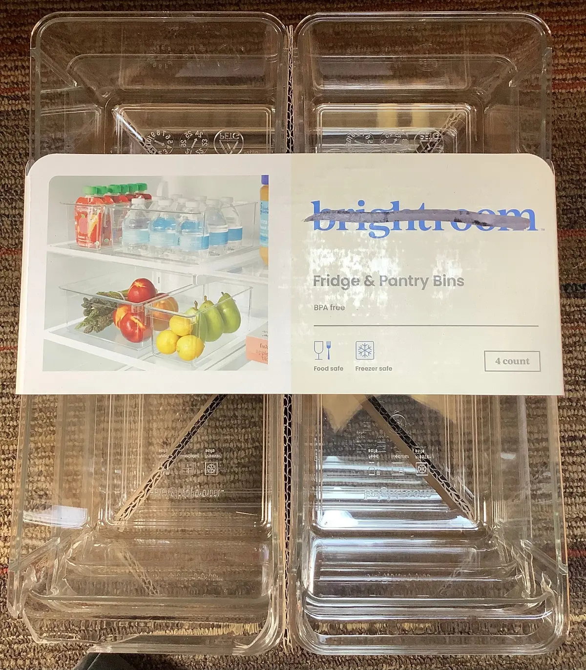 4Pc Fridge & Pantry Bin Storage Set Clear 1
