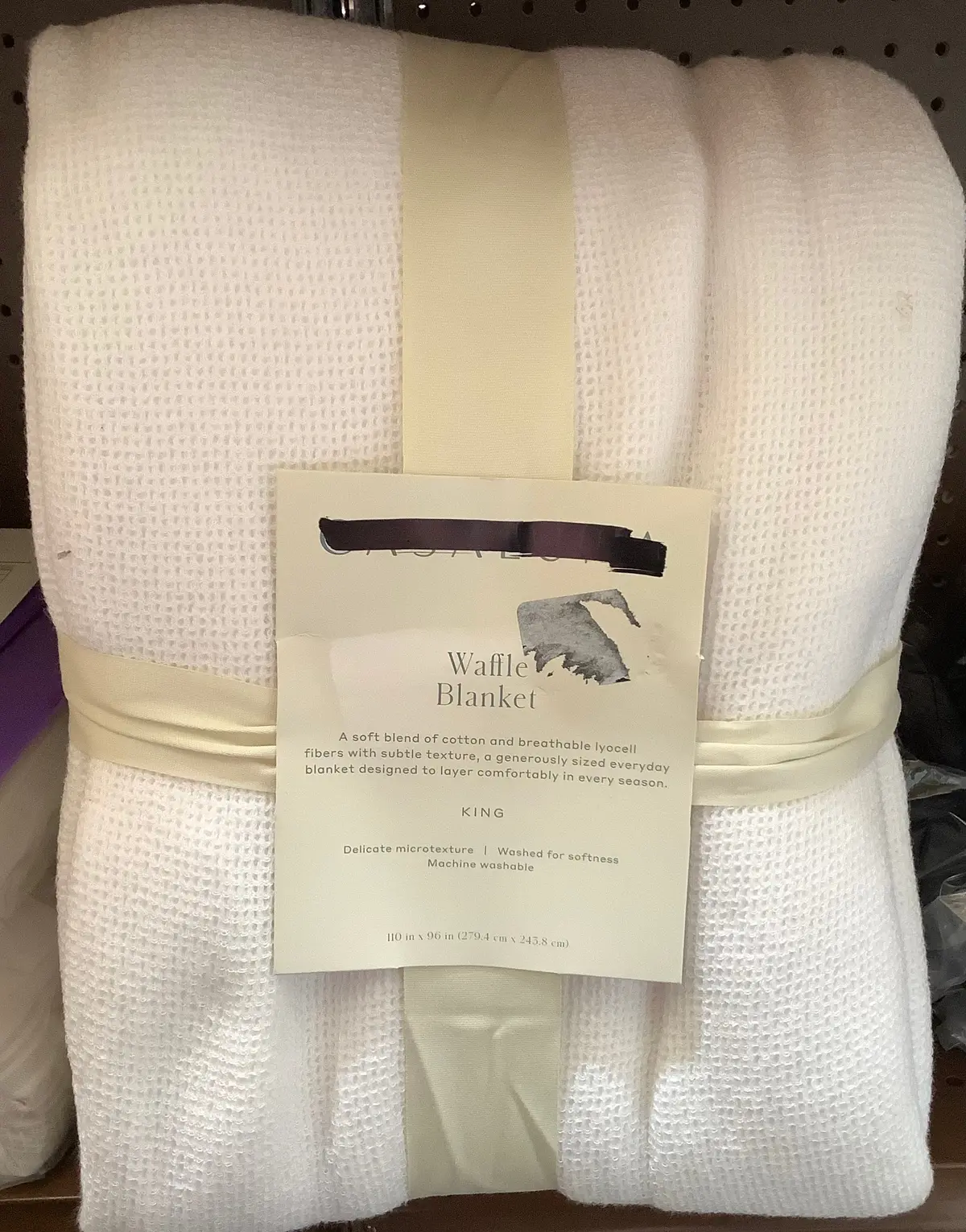 King Micro Waffle Bed Blanket White 1