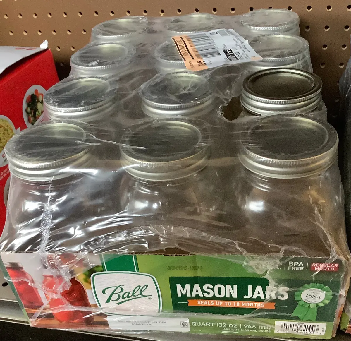 Missing 1 Jar!!!! Ball 32Oz 11Pk Glass Regular Mouth Mason Jar With Lid And Band 1