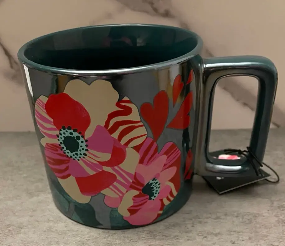 Starbucks Valentine's Day 2024 Flowers With Hearts Ceramic Mug 14Oz 1