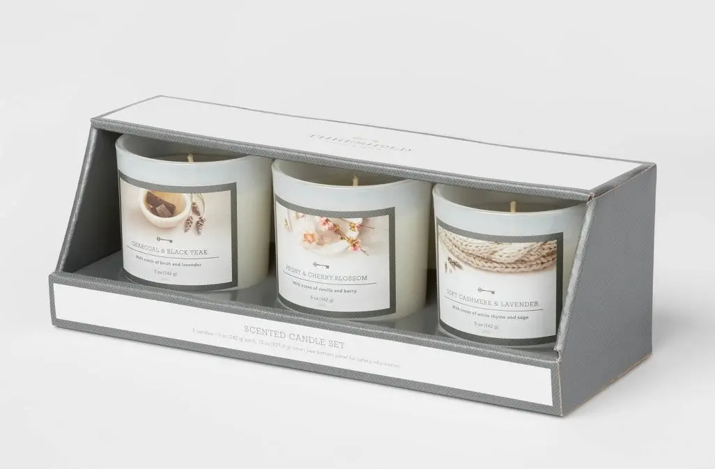 3Pk Milky Glass Candle Gift Set White 1