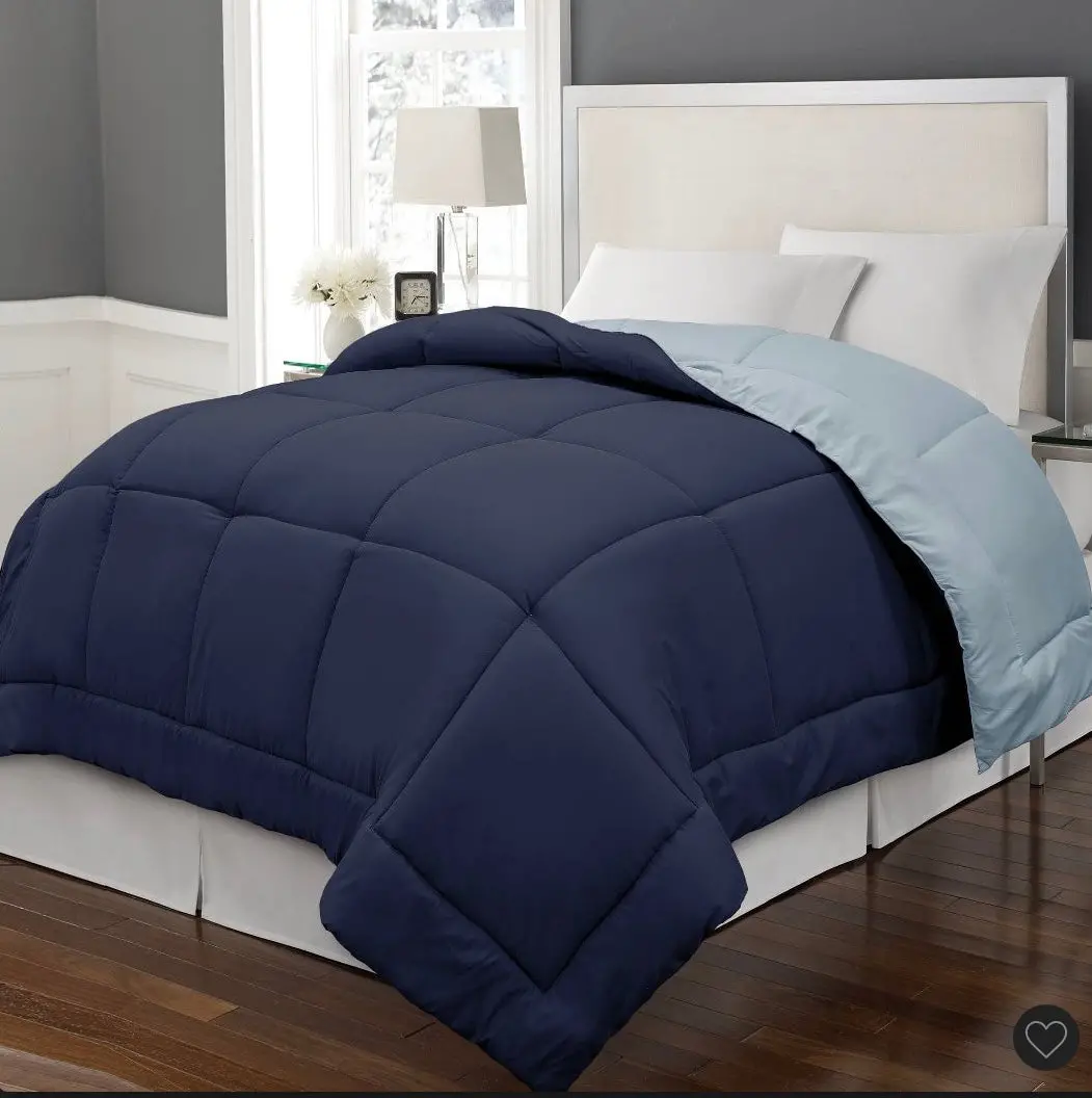 King Reversible Microfiber Down Alternative Comforter Navy/ Light Blue 1