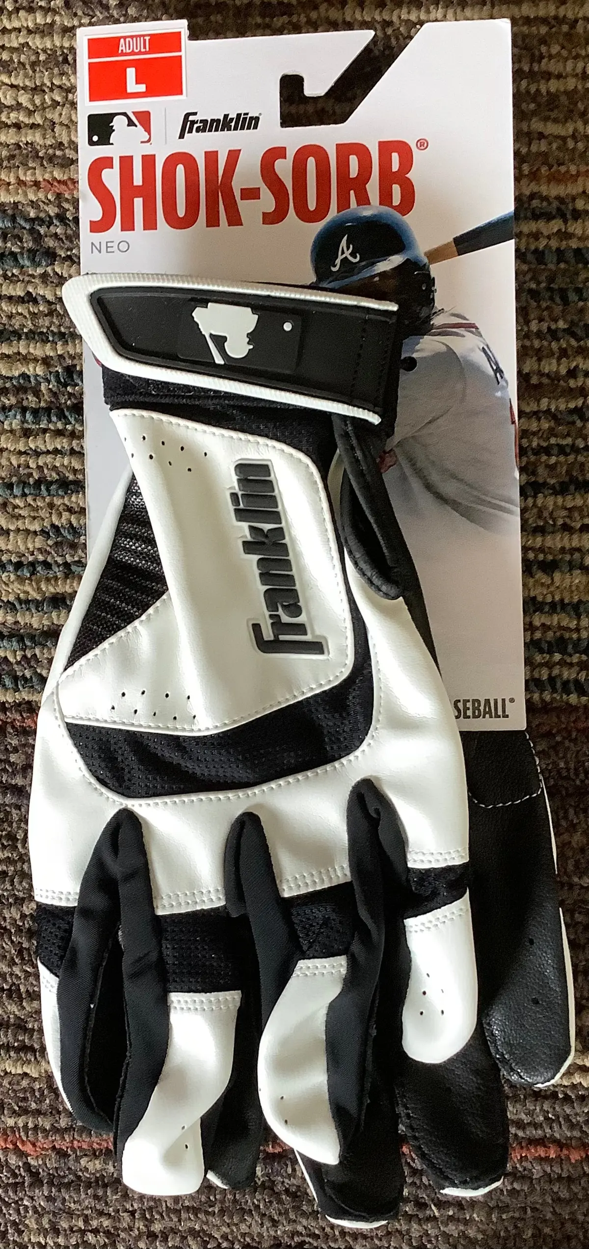 Franklin Sports Shok-Sorb Neo Adult Batting Glove - White/ Black (L) 1