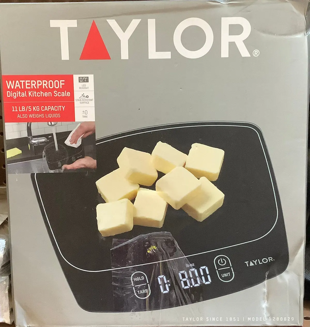 Taylor Waterproof Digital Kitchen 11 Lb Food Scale Black 1