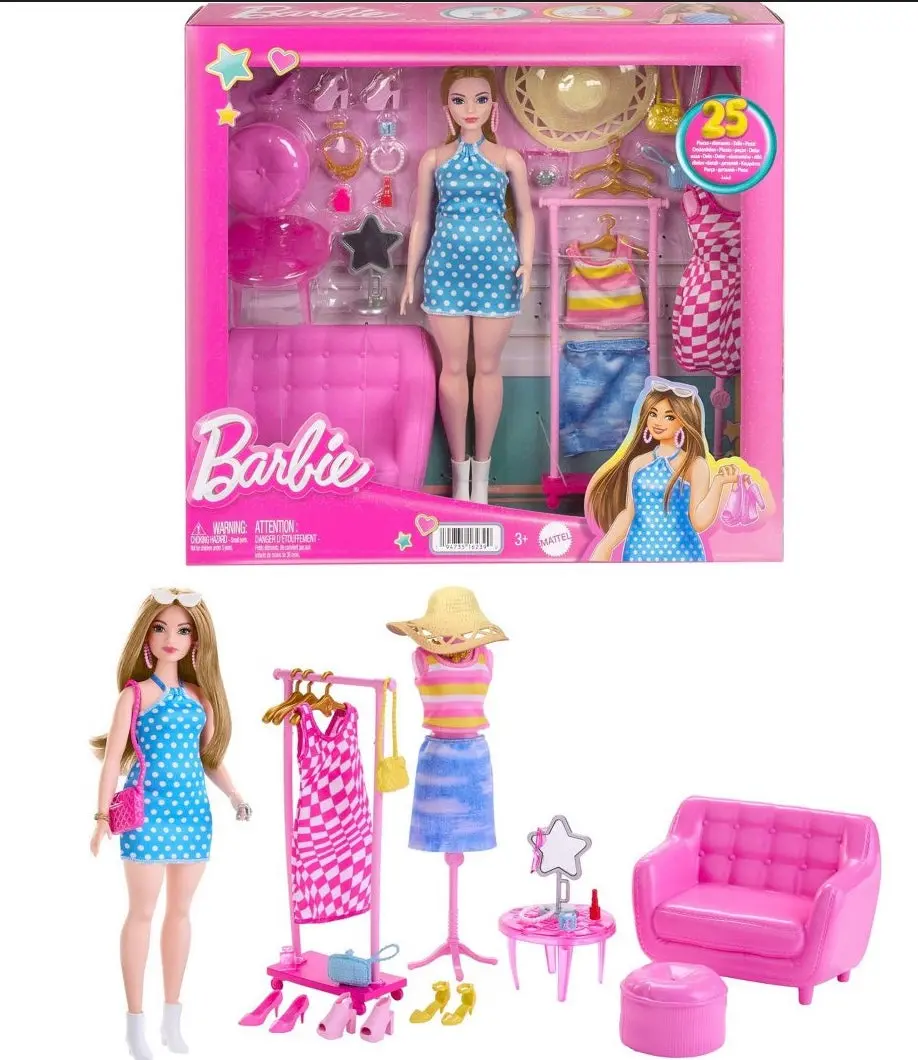 Barbie Doll And Fashion Set, Clothes With Closet Accessories 1