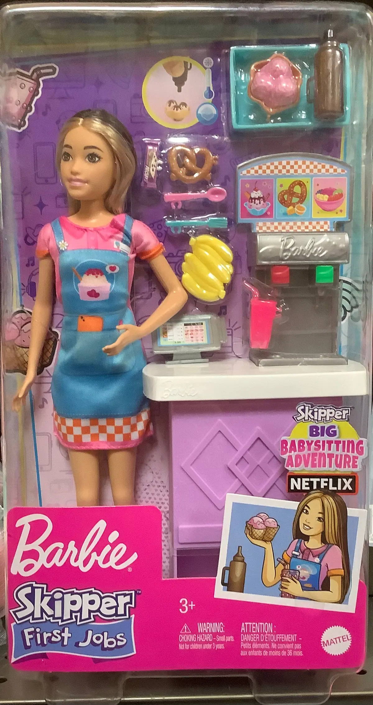 Barbie Skipper Doll And Snack Bar Playset With Color-Change Feature And Accessories First Jobs 1