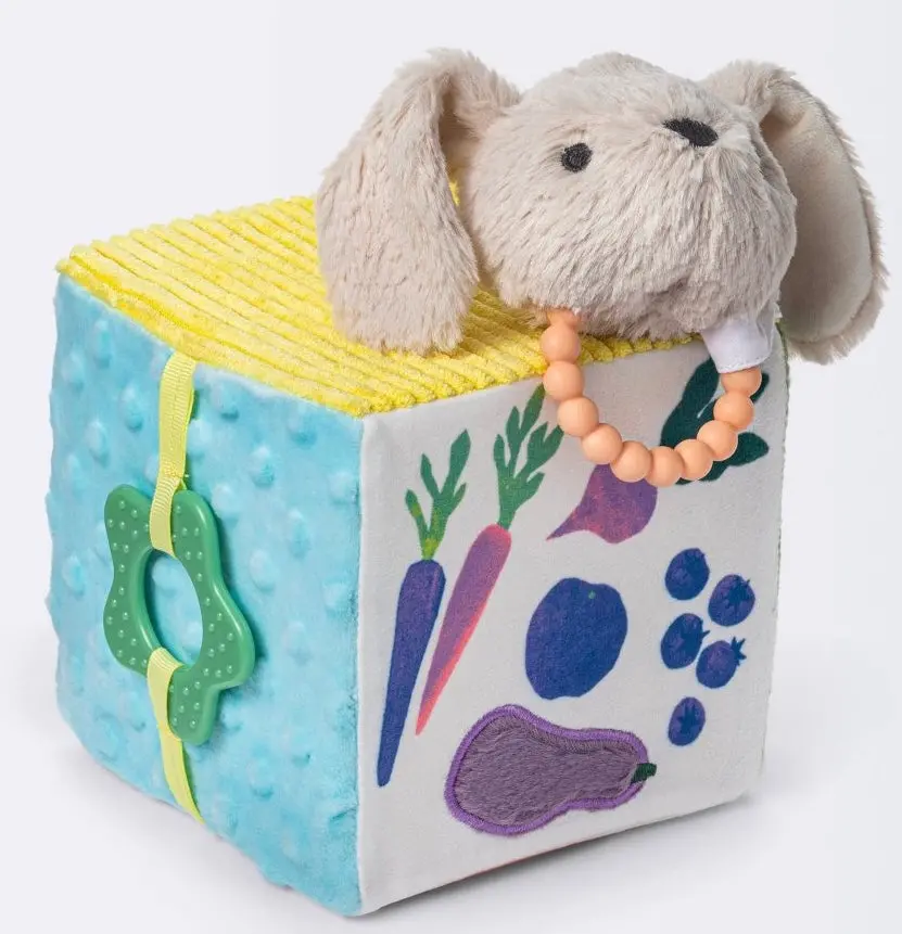 Fruit And Vegetable Interactive Plush Cube With Rabbit Rattle 1