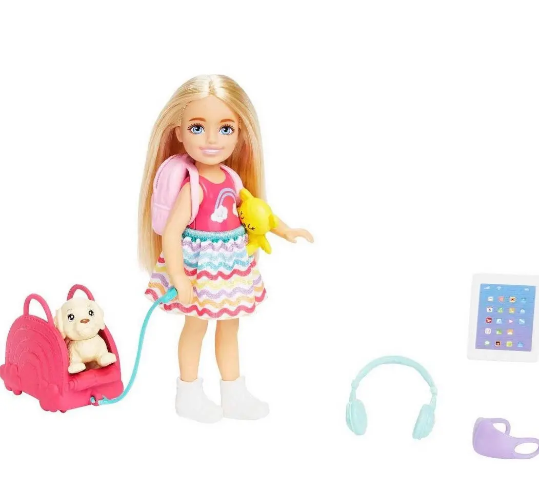 Barbie Toys, Chelsea Doll And Accessories Travel Set With Puppy 1