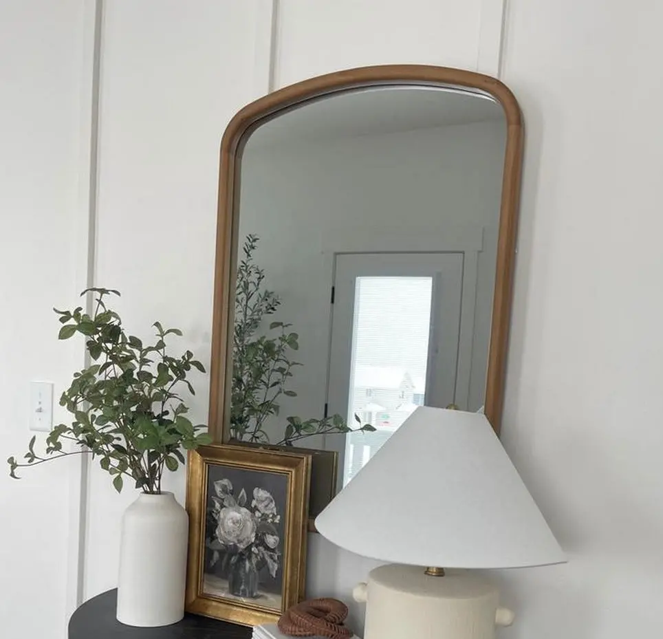 24" X 34" Wood Arch Decorative Wall Mirror Natural - 1