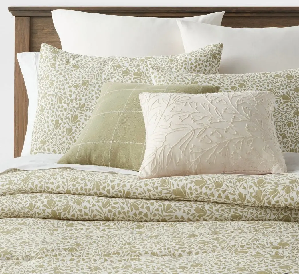8Pc King Floral Comforter Set Green 1