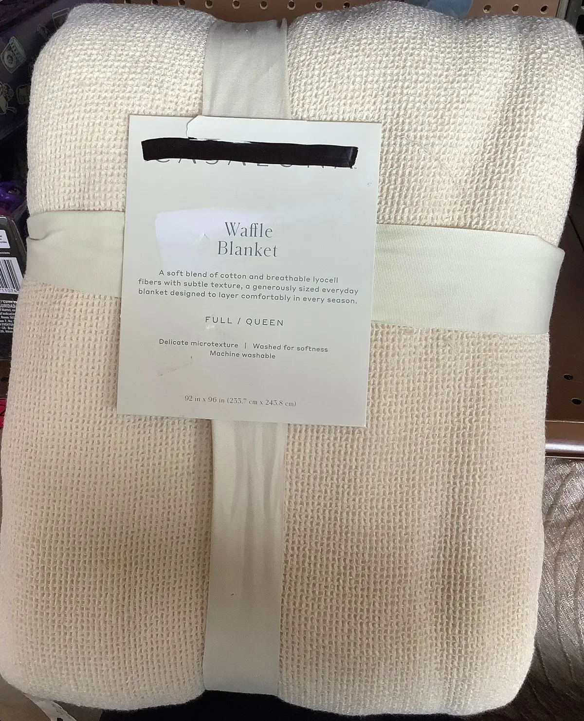 Full/Queen Micro Waffle Bed Blanket Natural 1