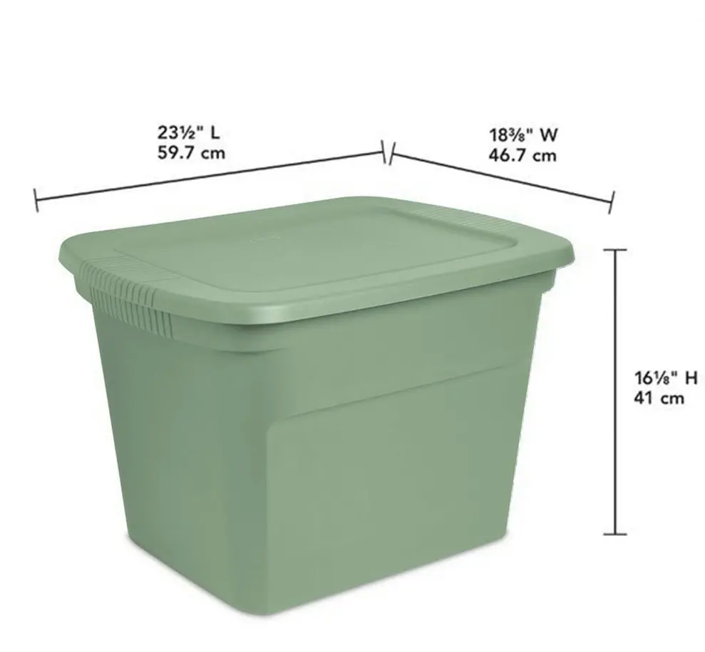 Set Of 8 Sterilite 18 Gal Storage Totes, Stackable Bin With Lid, Plastic Container Crisp Green Base And Lid 1