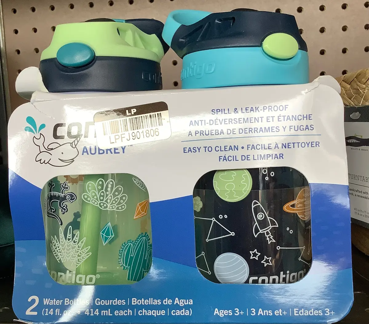 Contigo 14Oz 2Pk Plastic Cleanable Kids' Water Bottles
Green/Blue 1