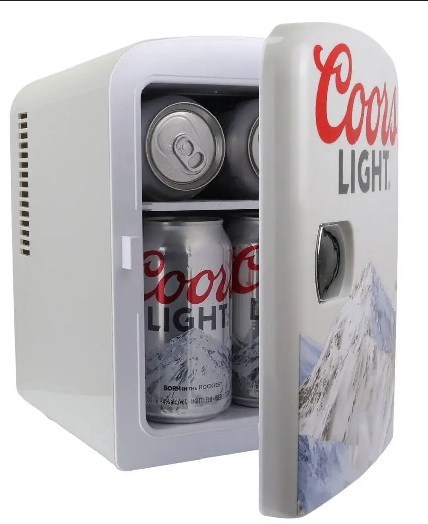Coors Light 4 L Mini Fridge, 6 Can Portable Thermoelectric Cooler - Gray 1