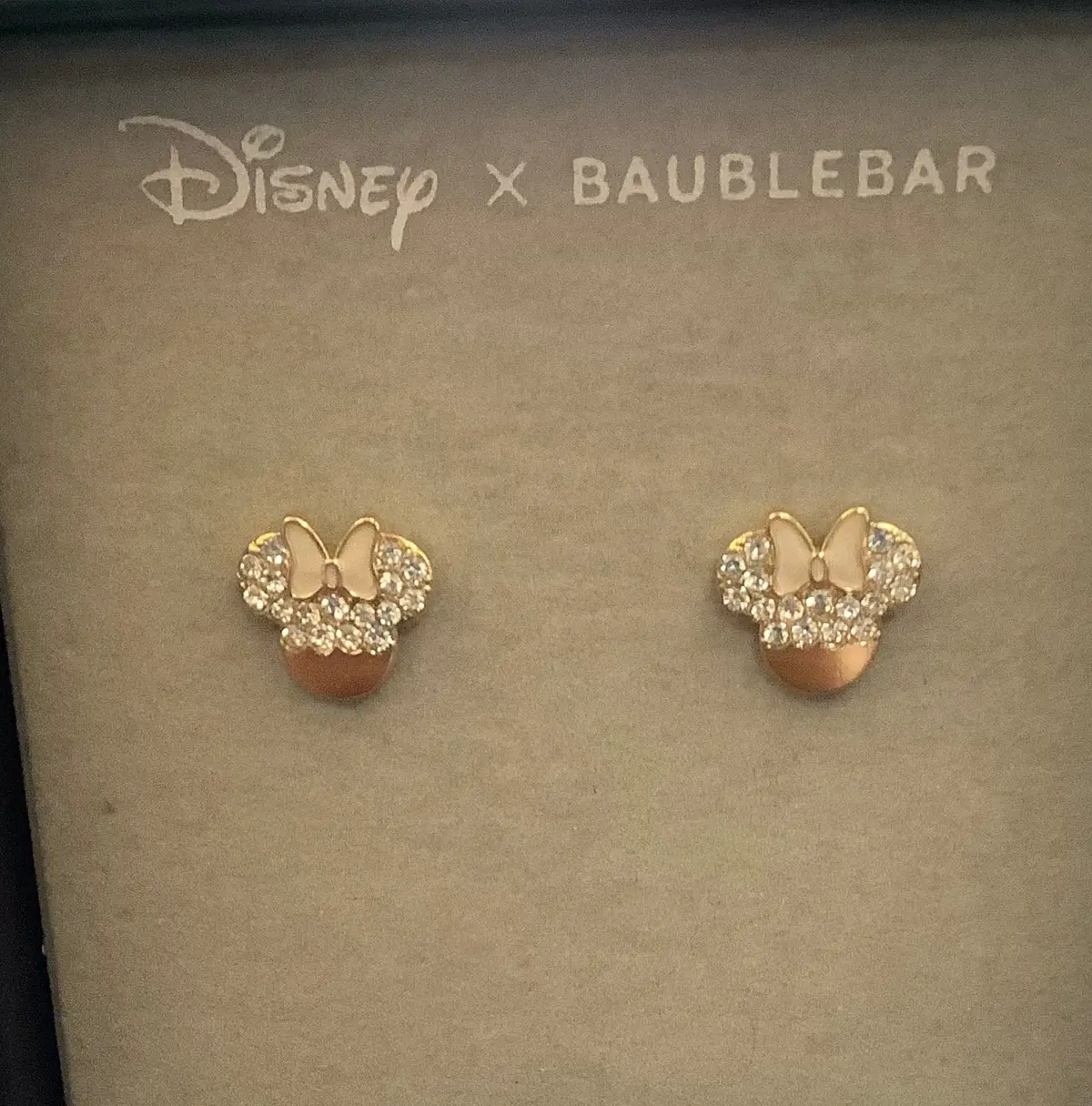 Baublebar Disney Jewelry Gold Stud Earrings Crystal Pave Minnie Mouse 1