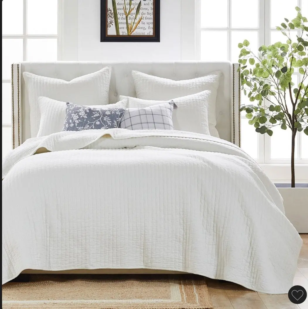 King Monterrey Quilt Bedding Set White 1