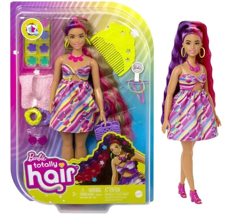 Barbie Totally Hair Flower-Themed Doll, Curvy, 8.5 Inch Fantasy Hair, Dress, 15
Accessories, 3 & Up 1