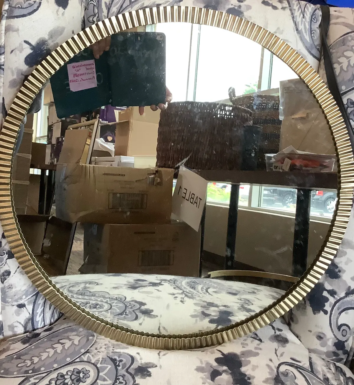 "20"" Pleated Brass Round Wall Mirror Antique Finish 1