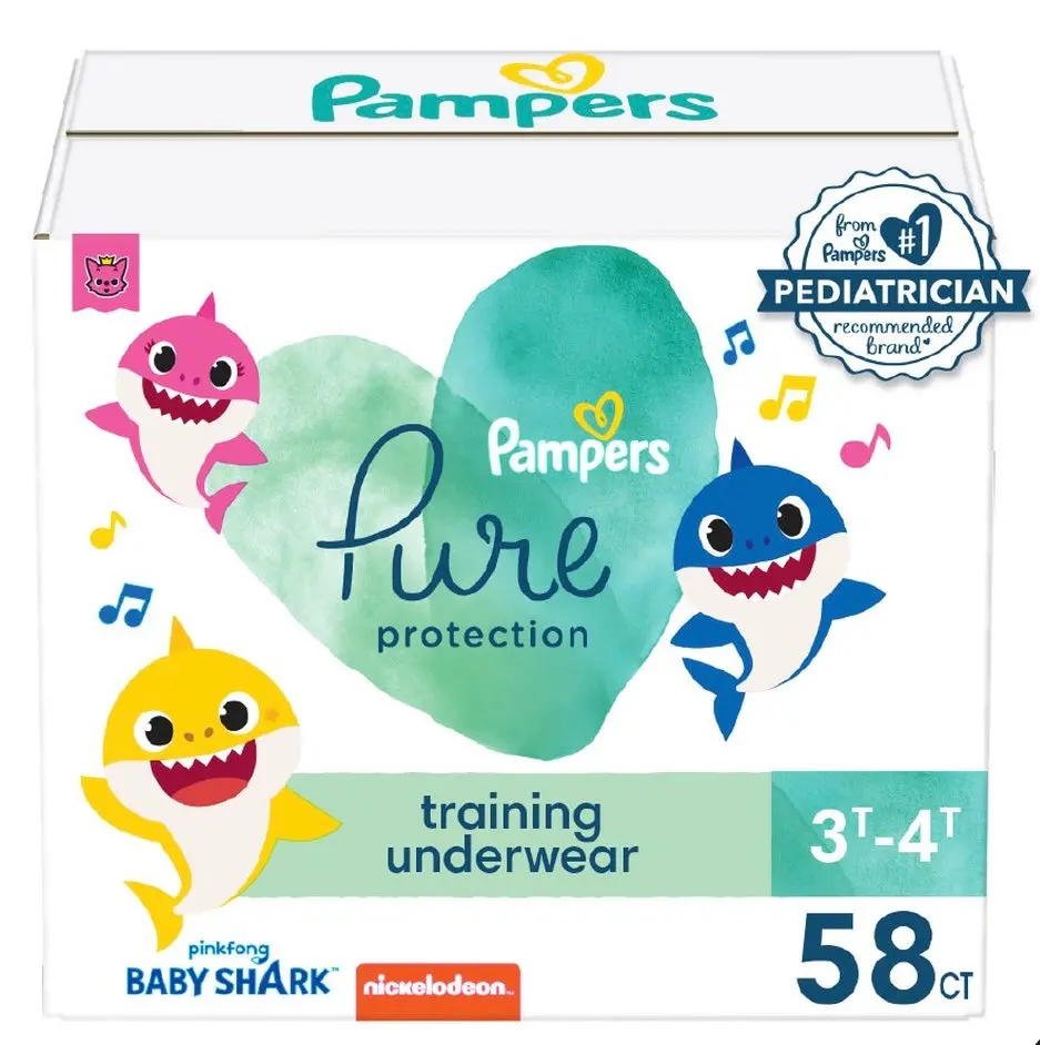 Pampers Pure Protection Training Underwear - Baby Shark - Size 3T-4T - 58Ct 1