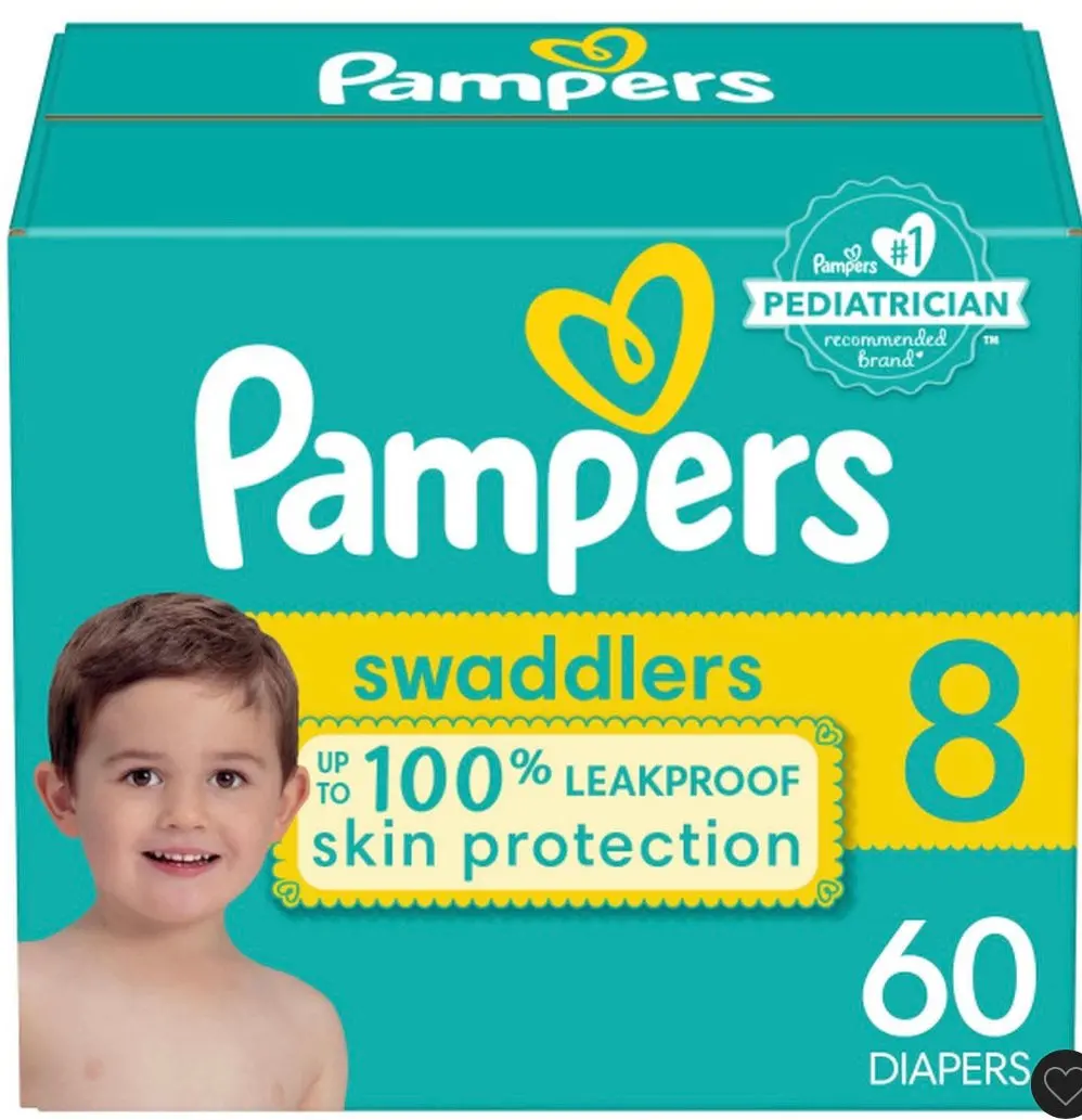 Pampers Swaddlers Active Baby Disposable Diapers
Enormous Pack - Size 8 - 60Ct 1