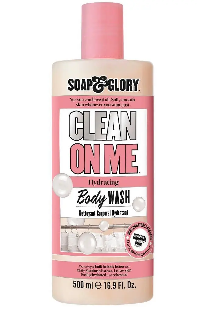 Soap & Glory Clean On Me Clarifying Mandarin, Strawberry, Rose, Peach And Musk Body Wash - Original Pink Scent - 16.9 Fl.Oz 1