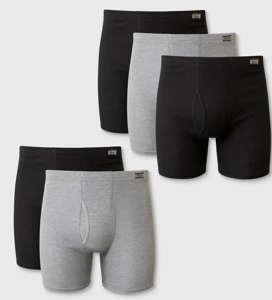 Hanes Men's Comfort Soft Waistband Boxer Briefs 5Pk - Black/Gray L 1
