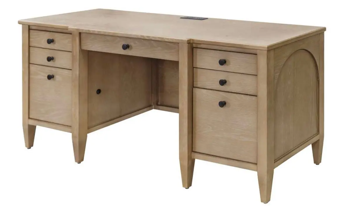 Modern Wood Credenza Wood Office Desk Laurel Collection Light Brown -Martin Furniture Boxed 1