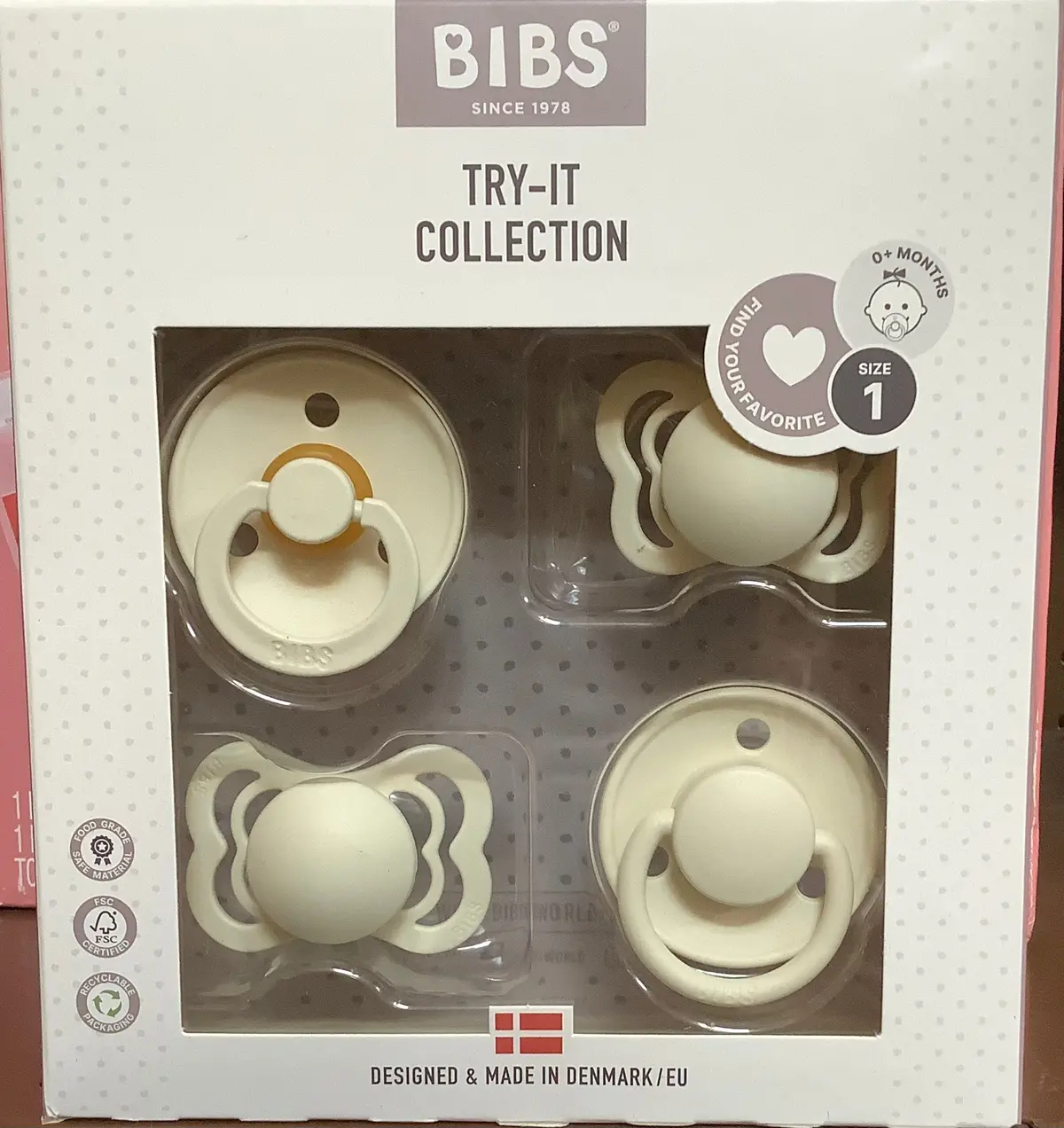 Bibs Try-It Silicone & Latex Pacifier Collection - Ivory - 4Pk 1