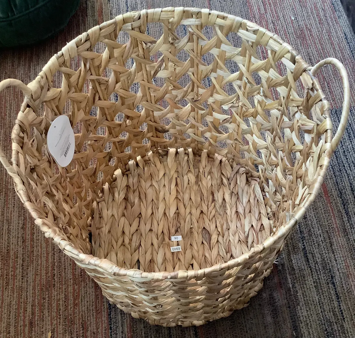 Woven Natural Decorative Cane Pattern Floor Basket 1
