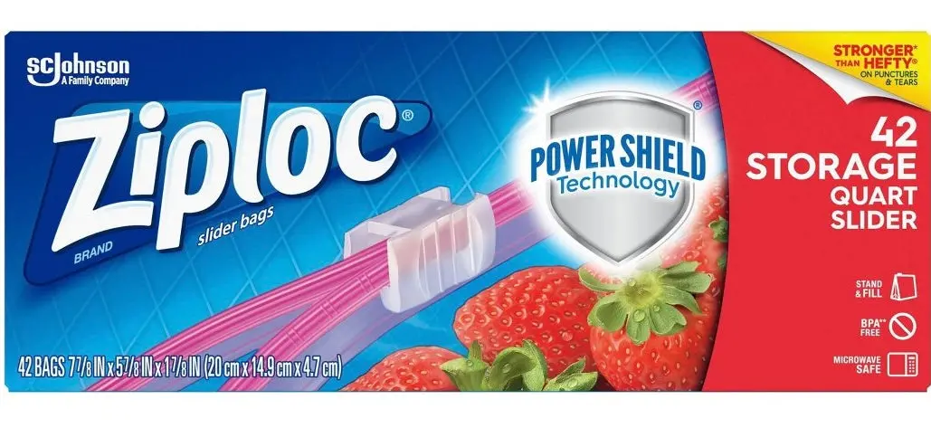 Ziploc Slider Storage Quart Bags - 42Ct 1