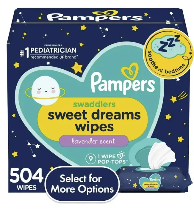 Pampers Sweet Dreams Nighttime Lavender Baby Wipes 9X Packs, 504 Wipes 1