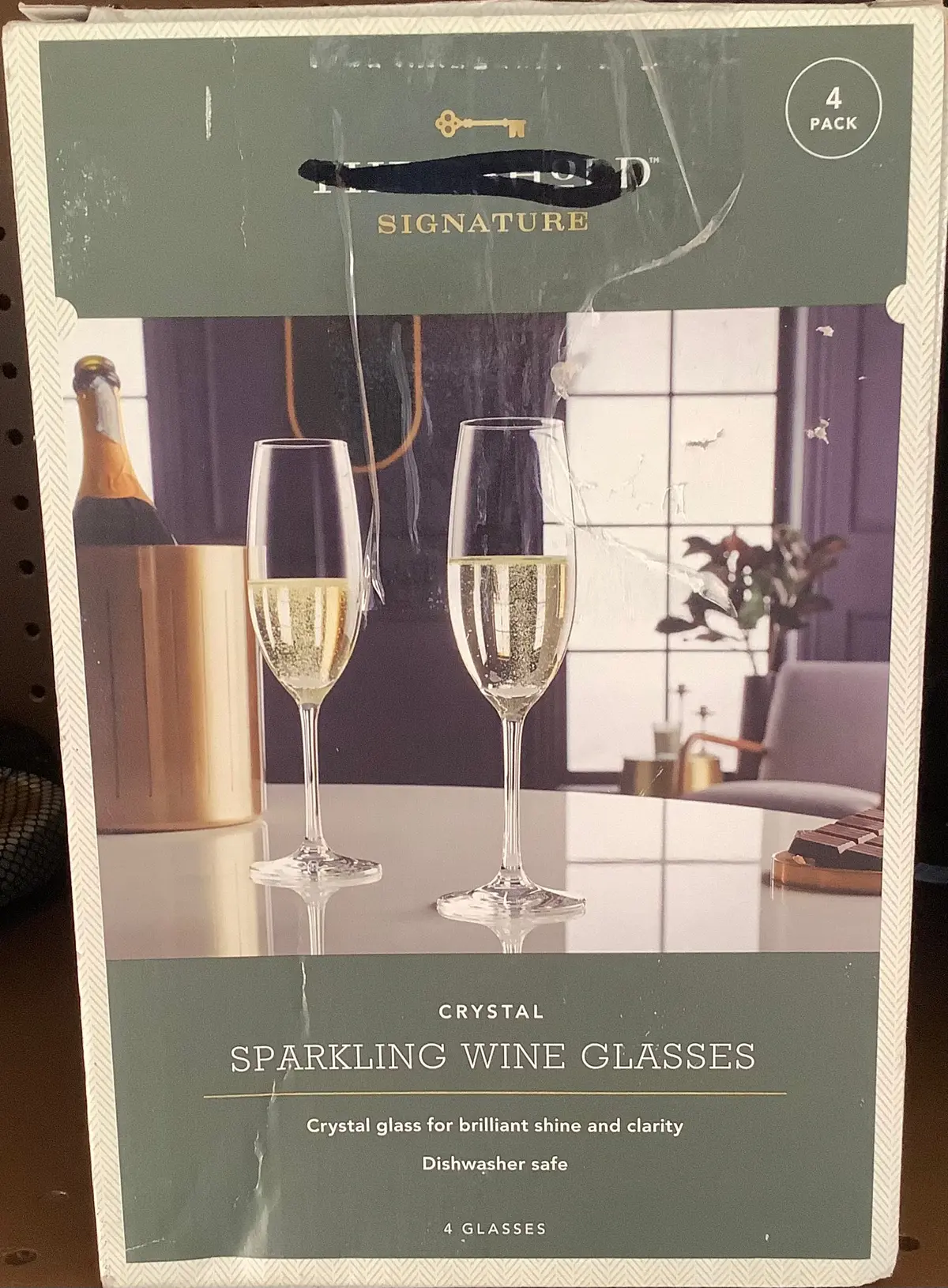 4Pk Geneva Crystal 7.7Oz Champagne Flutes - 1
