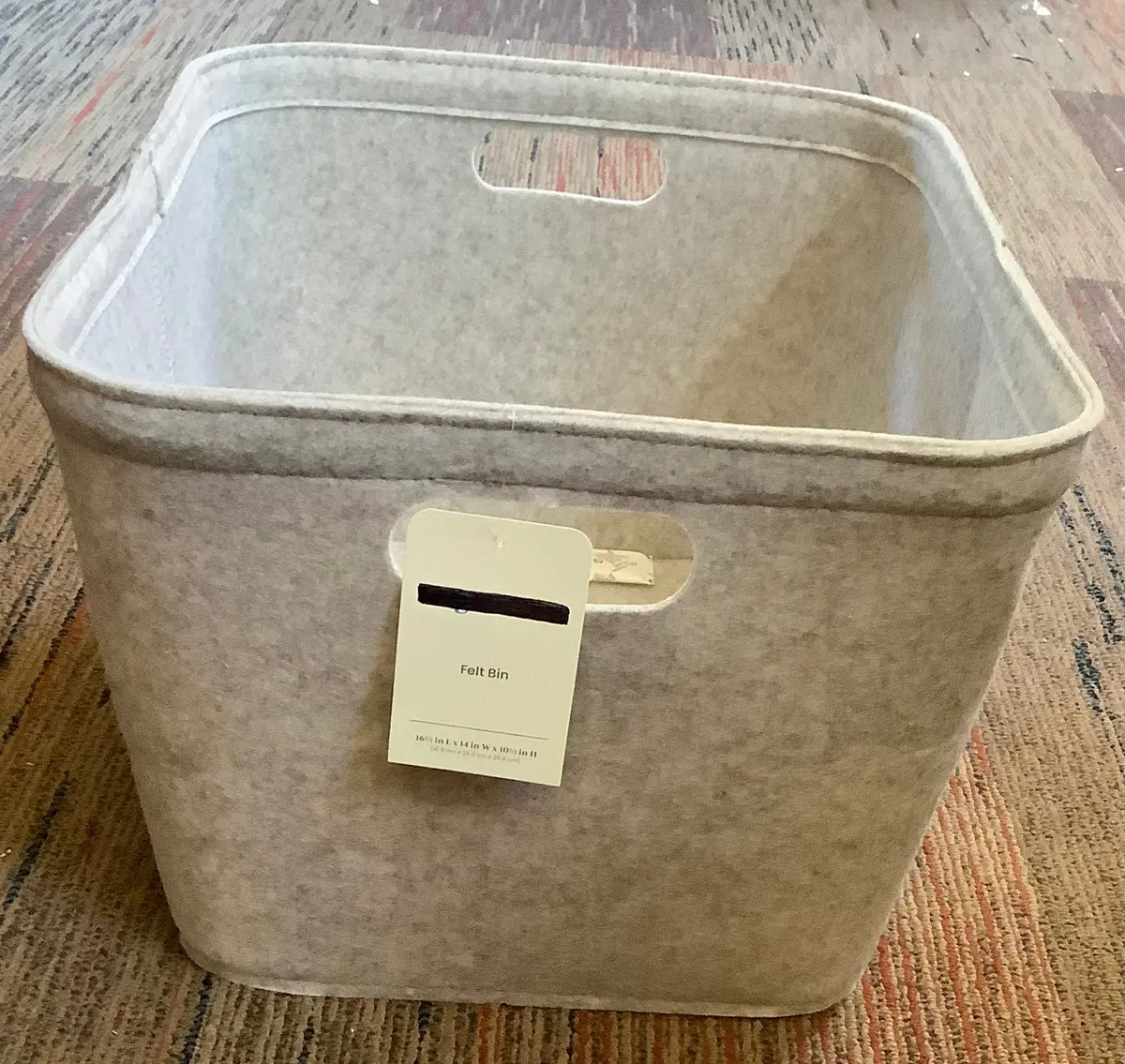 10.5" X 14" Medium Felt Basket With Stitching Oatmeal 1