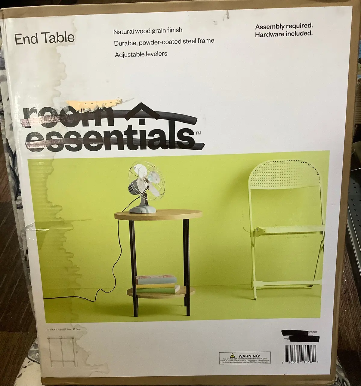 Wood And Metal Round End Table Natural 1