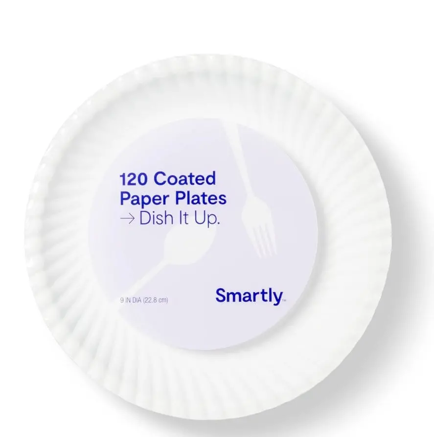 Coated Disposable Paper Plates - 9"- 120Ct 1