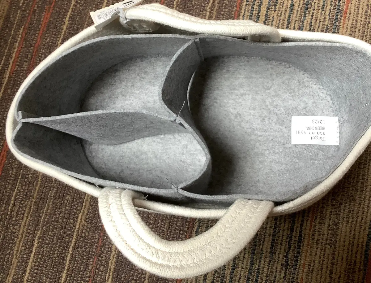 Coiled Rope Diaper Caddy With Dividers- Cream 1