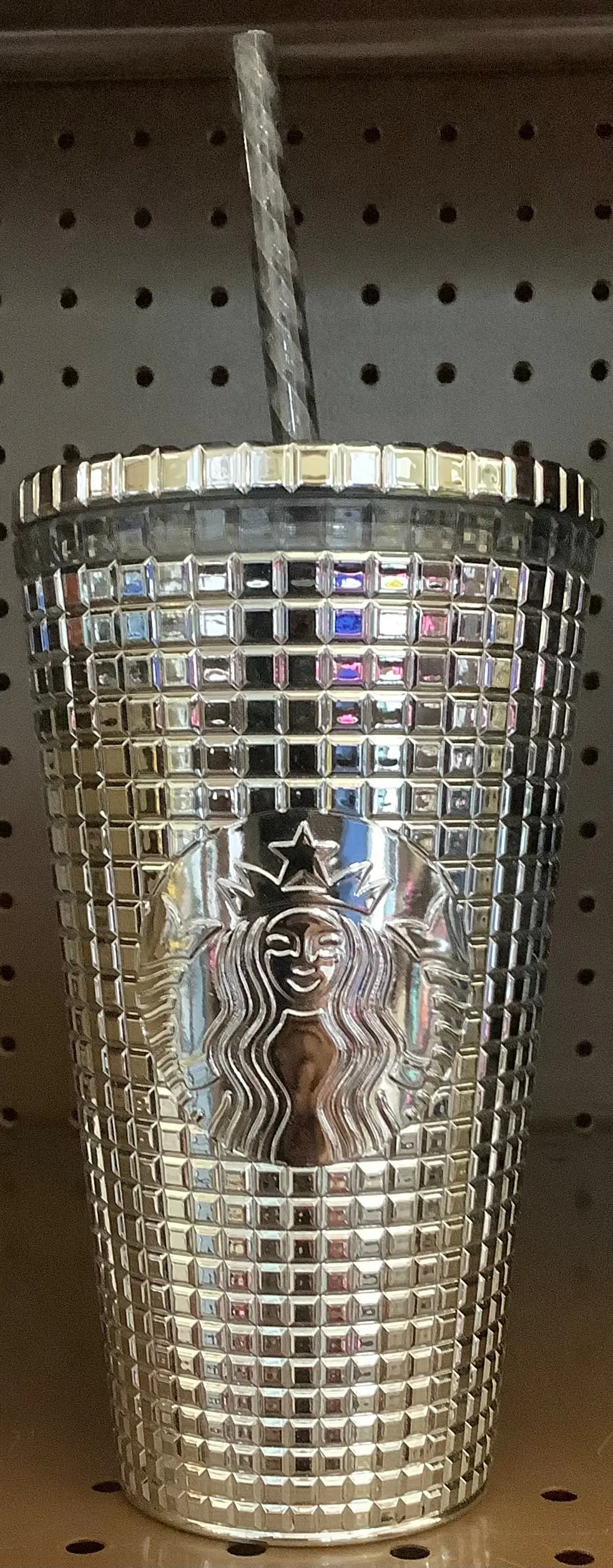 16Oz Starbucks Cold Tumbler Sliver Grid Cup 1
