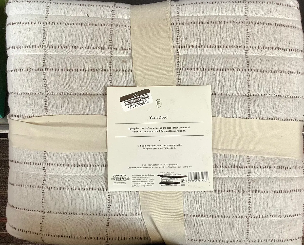 Flannel Yarn Dyed Windowpane Cream Full/Queen Quilt 1