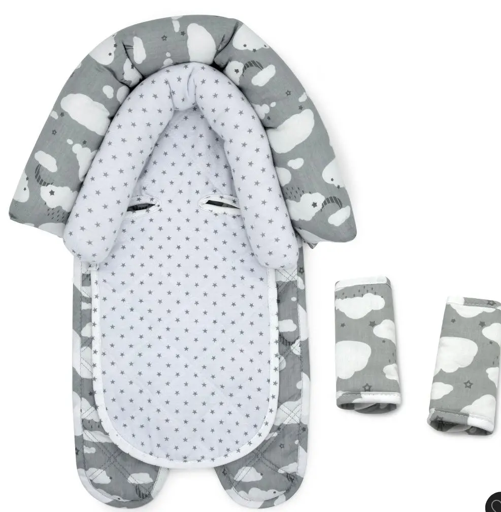 Go By Goldbug Clouds Duo Head Support And Strap Cover Set For Car Seat, Stroller, Bouncer 1