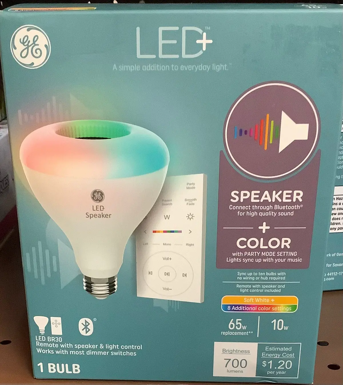 Ge Led+ Speaker And Color Changing Br30 Led Indoor
Floodlight Bulb 1