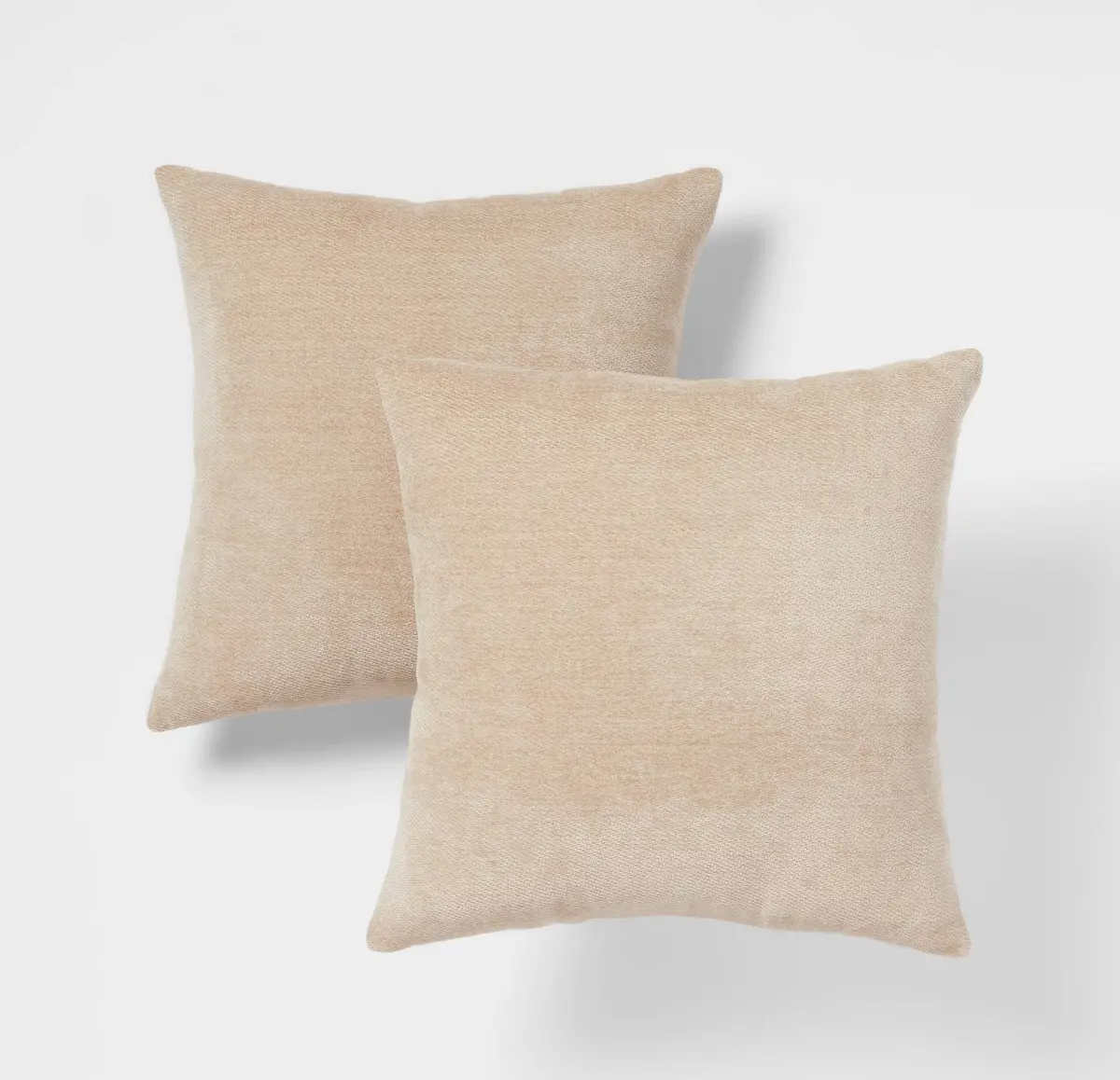 2Pk Chenille Square Throw Pillows Neutral 1